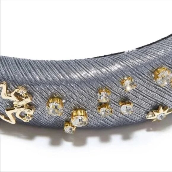 New LELE SADOUGHI Zodiac Gemini Alice Hand Embellished Lurex Headband Pewter NWT main image 9